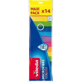 Vileda Mikrofaser Allzwecktcher Colors, Reinigungstcher, 30 x 30 cm, mehrfarbig, Maxi-Pack, 14er-Pack