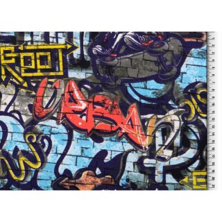 French Terry Stoff Graffiti back side Druck